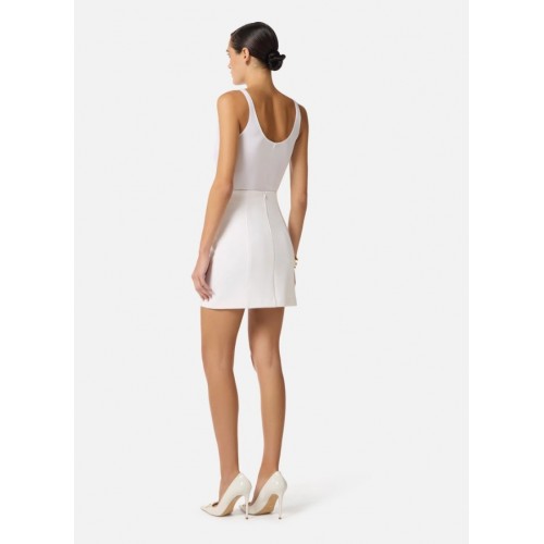 Fusta ELISABETTA FRANCHI, Miniskirt in double layer stretch crêpe fabric with elastic straps