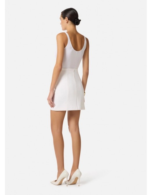 Fusta ELISABETTA FRANCHI, Miniskirt in double layer stretch crêpe fabric with elastic straps - GO16761E2360