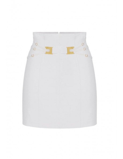 Fusta ELISABETTA FRANCHI, Miniskirt in double layer stretch crêpe fabric with elastic straps - GO16761E2360