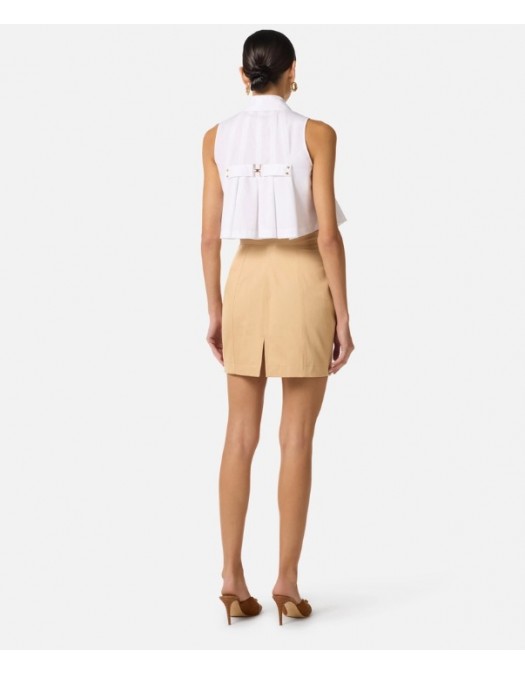 Fusta ELISABETTA FRANCHI, Cotton gabardine miniskirt with cargo pockets - GO16961E2470
