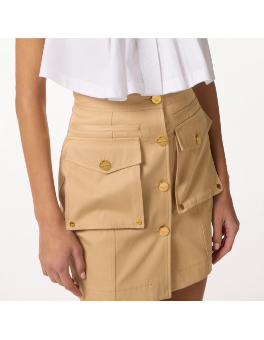 Fusta ELISABETTA FRANCHI, Cotton gabardine miniskirt with cargo pockets - GO16961E2470
