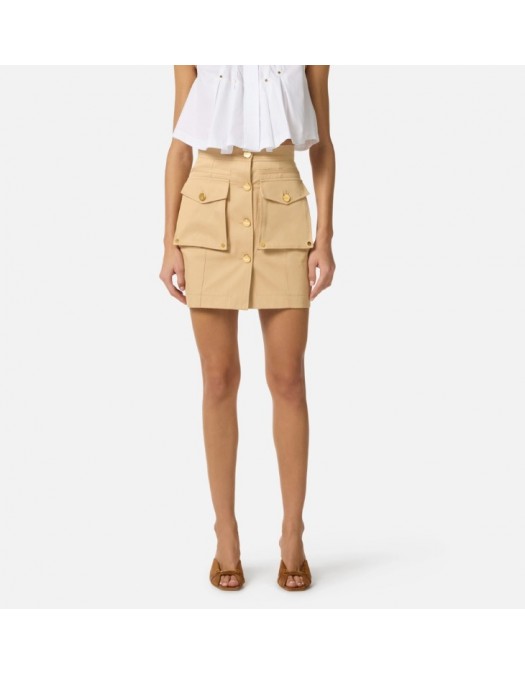Fusta ELISABETTA FRANCHI, Cotton gabardine miniskirt with cargo pockets - GO16961E2470
