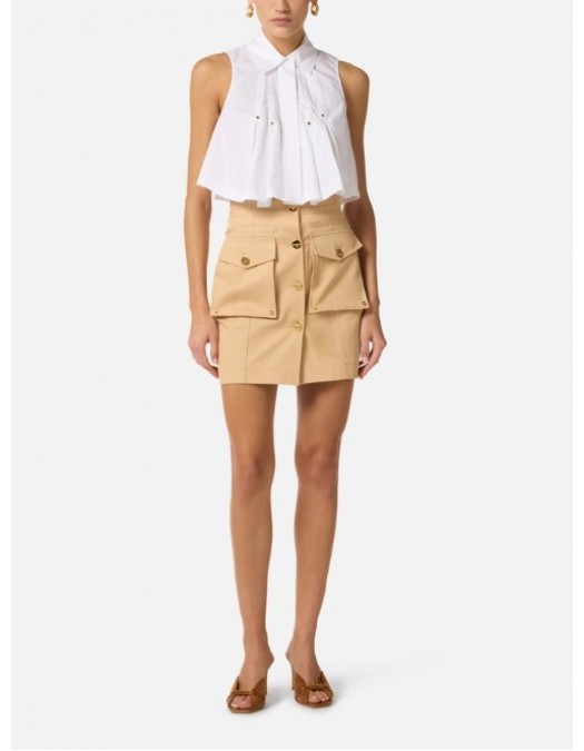 Fusta ELISABETTA FRANCHI, Cotton gabardine miniskirt with cargo pockets - GO16961E2470