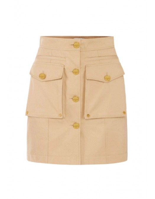 Fusta ELISABETTA FRANCHI, Cotton gabardine miniskirt with cargo pockets - GO16961E2470