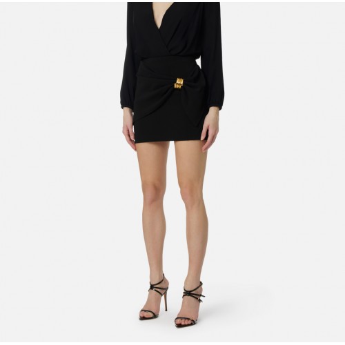 Fusta ELISABETTA FRANCHI, Miniskirt with jewel detail, Negru