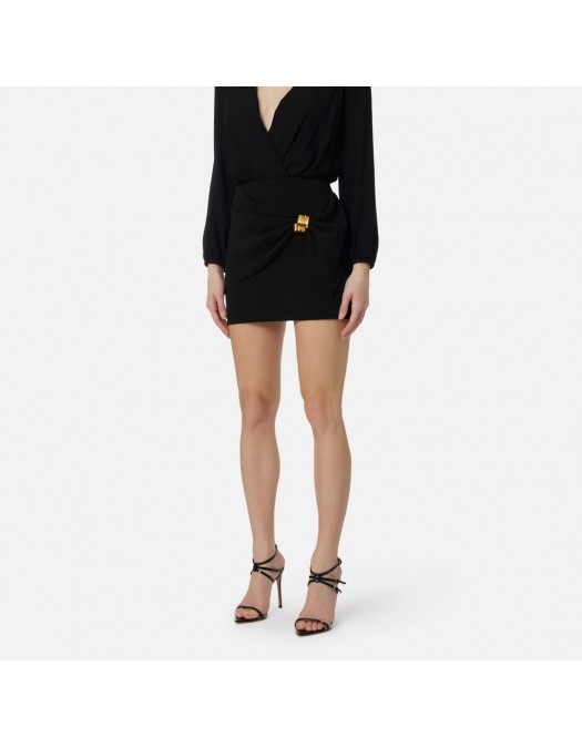 Fusta ELISABETTA FRANCHI, Miniskirt with jewel detail, Negru - GO18862E2110