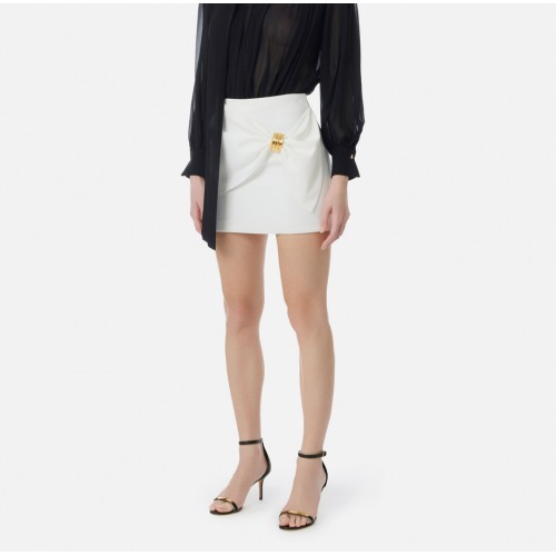 Fusta ELISABETTA FRANCHI, Miniskirt with jewel detail, Alb