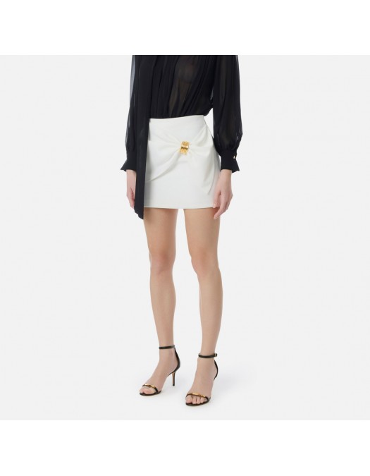 Fusta ELISABETTA FRANCHI, Miniskirt with jewel detail, Alb - GO18862E2360