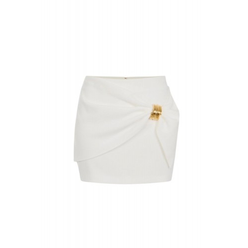 Fusta ELISABETTA FRANCHI, Miniskirt with jewel detail, Alb