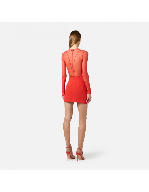 Fusta ELISABETTA FRANCHI, Miniskirt with jewel detail, Orange - GO18862E2H85