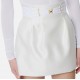 Fusta ELISABETTA FRANCHI, Mini skirt in duchesse with elastic bands, Alb - GO18962E2360
