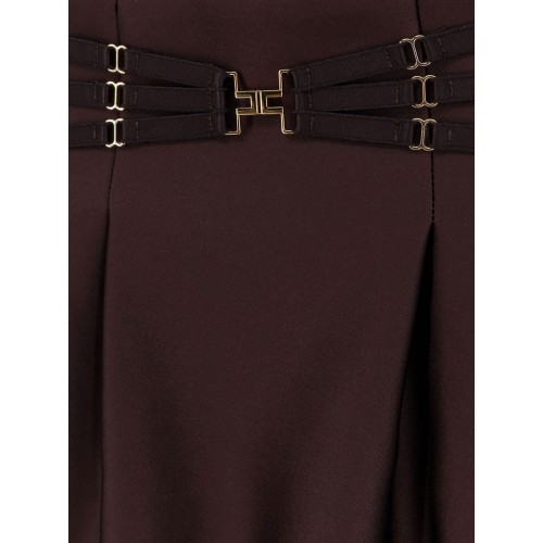Fusta ELISABETTA FRANCHI, Mini skirt in duchesse with elastic bands, Maro