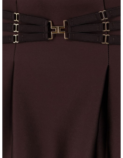 Fusta ELISABETTA FRANCHI, Mini skirt in duchesse with elastic bands, Maro - GO18962E2644