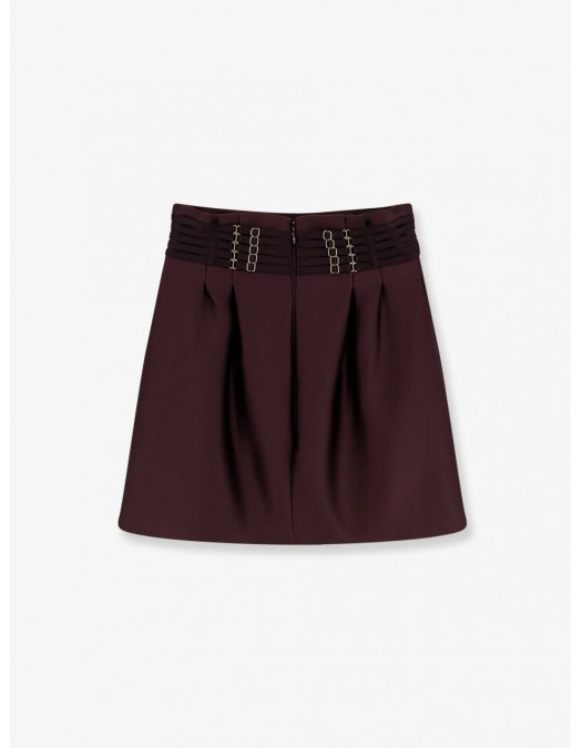 Fusta ELISABETTA FRANCHI, Mini skirt in duchesse with elastic bands, Maro - GO18962E2644