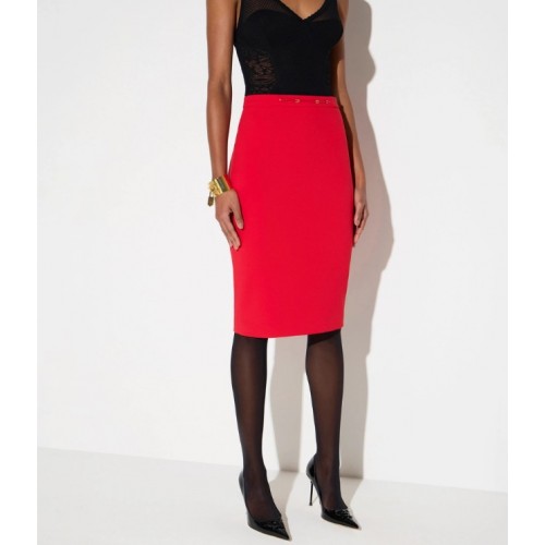 Fusta ELISABETTA FRANCHI, Skirt in stretch double-layer crêpe fabric with jewel detail