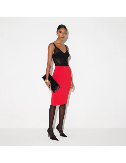 Fusta ELISABETTA FRANCHI, Skirt in stretch double-layer crêpe fabric with jewel detail - GO22366E2CG5
