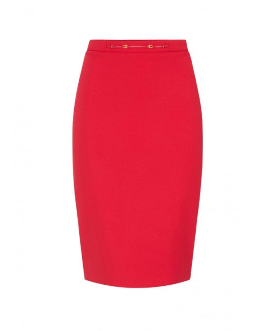 Fusta ELISABETTA FRANCHI, Skirt in stretch double-layer crêpe fabric with jewel detail - GO22366E2CG5