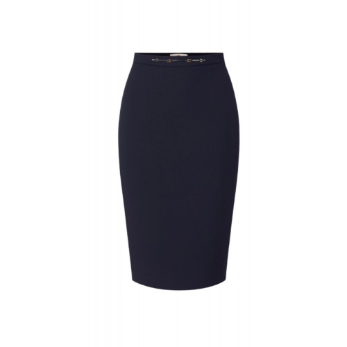 Fusta ELISABETTA FRANCHI, Skirt in stretch double-layer crêpe fabric with jewel detail
