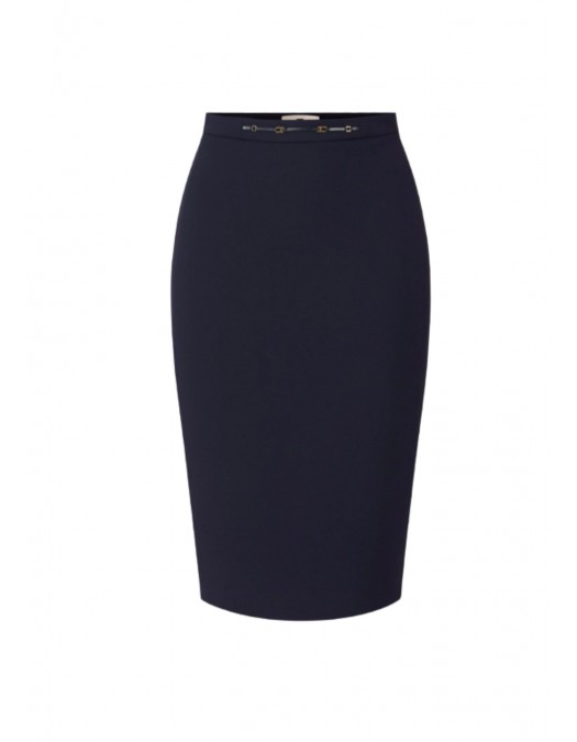 Fusta ELISABETTA FRANCHI, Skirt in stretch double-layer crêpe fabric with jewel detail - GO22366E2H88