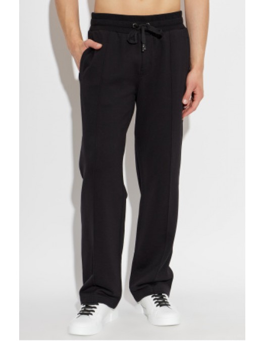 Pantaloni DOLCE & GABBANA, BLACK Sweatpants with logo patch - GP0M5TG7Q2ON0000