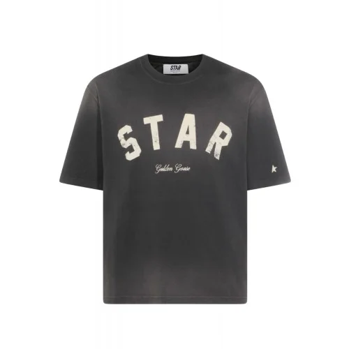 Tricou Golden Goose, Cream Star  Print, Grey