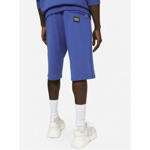 Pantaloni scurti DOLCE AND GABBANA, Logo Metalic, Blue
