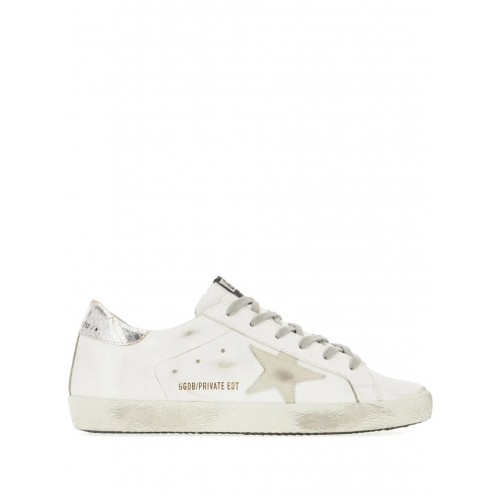 Sneakers Golden Goose, Distressed Effect, Grey Details, White Sneakers Golden Goose, Distressed Effect, Grey Details, White
