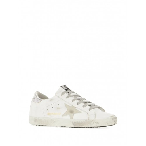 Sneakers Golden Goose, Distressed Effect, Grey Details, White Sneakers Golden Goose, Distressed Effect, Grey Details, White