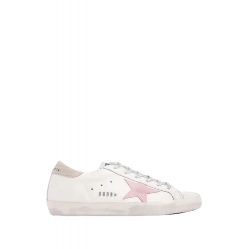 Sneakers Golden Goose, Super Star, Pink Details, White Sneakers Golden Goose, Super Star, Pink Details, White