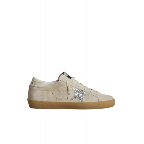 Sneakers GOLDEN GOOSE, Super-star in suede with glitter star and leather heel tab