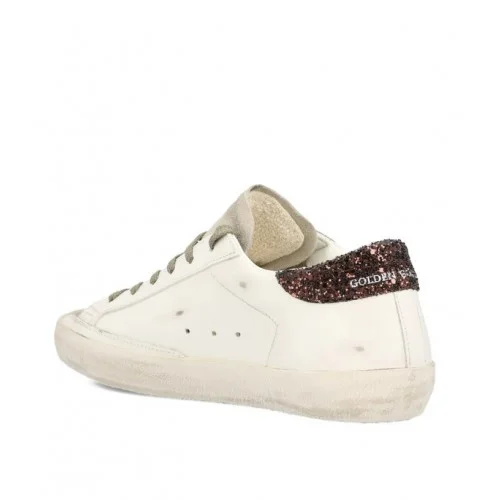 Sneakers GOLDEN GOOSE, STARDAN, Brown Glitter attach, Alb