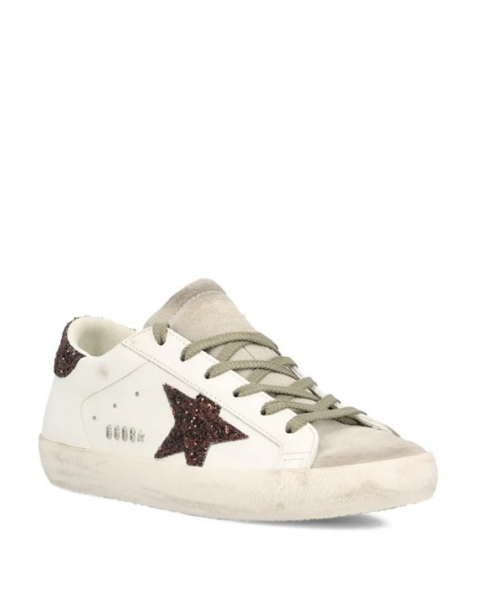 Sneakers GOLDEN GOOSE, STARDAN, Brown Glitter attach, Alb - GWF00101F00812212386