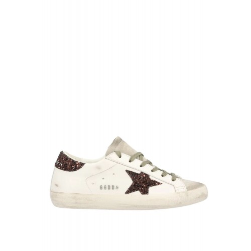 Sneakers GOLDEN GOOSE, STARDAN, Brown Glitter attach, Alb