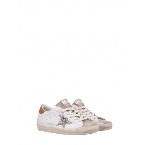 Sneakers GOLDEN GOOSE, Super Star Leather Upper And Heel Suede Toe Glitter Star