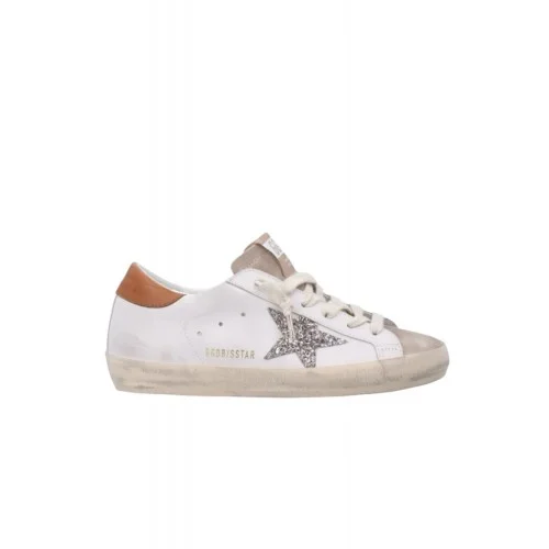 Sneakers GOLDEN GOOSE, Super Star Leather Upper And Heel Suede Toe Glitter Star