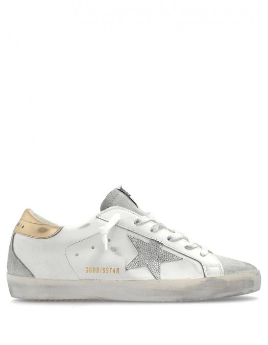 Sneakers Golden Goose, Super Star, Grey Details, Crystals, White - GWF00102F00613011921