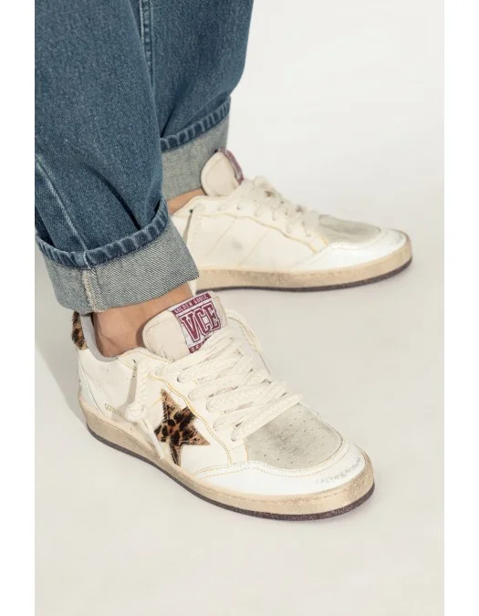 Sneakers Golden Goose, White 'Ball Star',  Animal Print Insert - GWF00117F00615010366