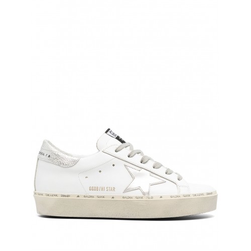 Sneakers Golden Goose, Hi Star, Silver Details, White Sneakers Golden Goose, Hi Star, Silver Details, White