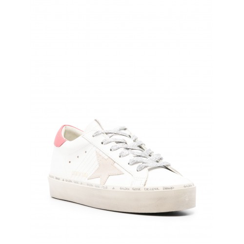 Sneakers Golden Goose, Hi Star, Electric Pink Details, White Sneakers Golden Goose, Hi Star, Electric Pink Details, White