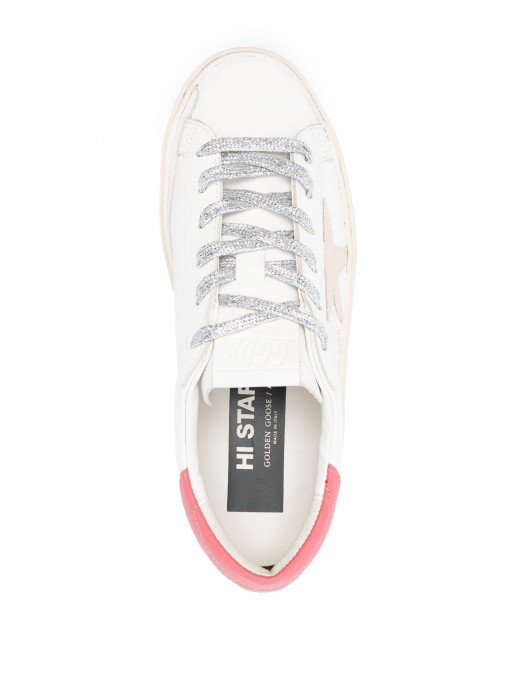 Sneakers Golden Goose, Hi Star, Electric Pink Details, White - GWF00118F00618911933