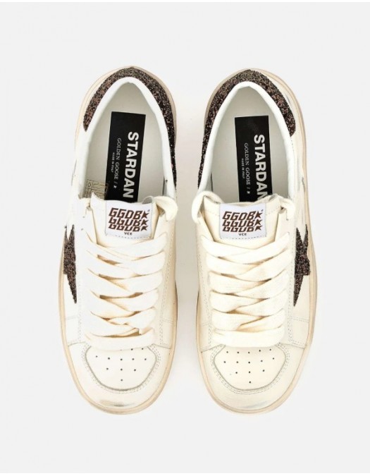 Sneakers GOLDEN GOOSE, STARDAN, Glitter attach, Alb - GWF00128F00793910318