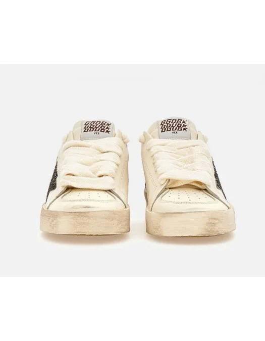 Sneakers GOLDEN GOOSE, STARDAN, Glitter attach, Alb - GWF00128F00793910318
