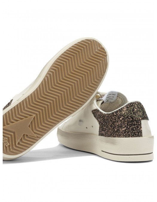 Sneakers GOLDEN GOOSE, STARDAN, Glitter attach, Alb - GWF00128F00793910318