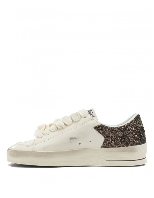 Sneakers GOLDEN GOOSE, STARDAN, Glitter attach, Alb - GWF00128F00793910318