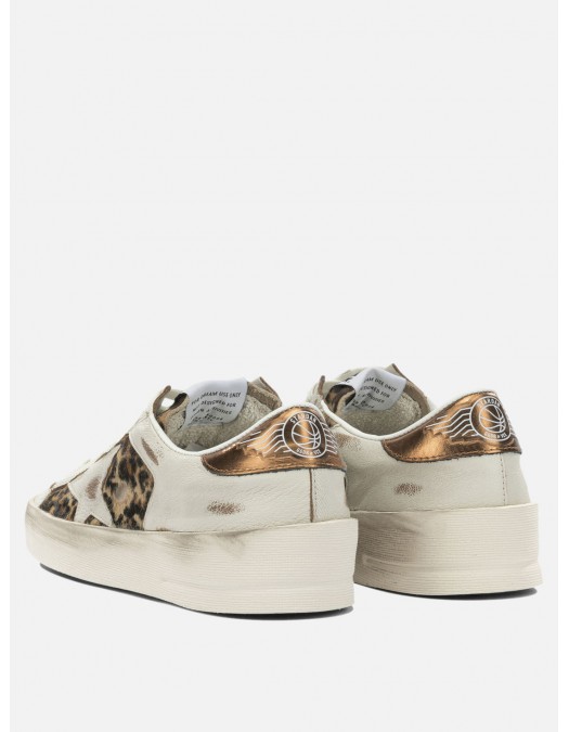 Sneakers GOLDEN GOOSE, Stardan sneakers in leather and leopard calf hair - GWF00333F00849181551