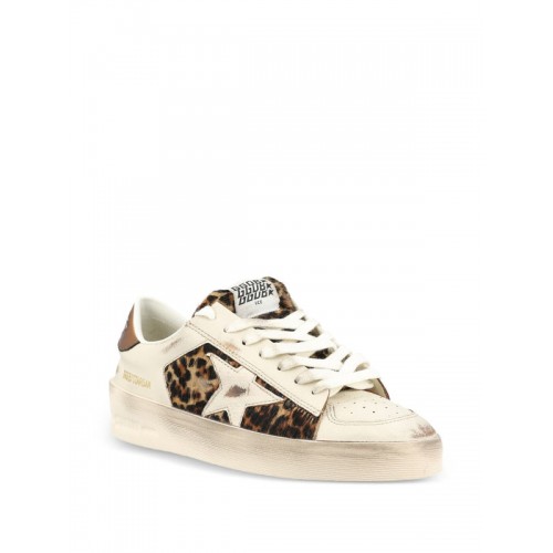 Sneakers GOLDEN GOOSE, Stardan sneakers in leather and leopard calf hair