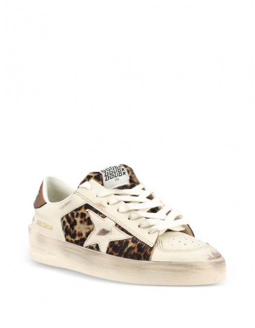 Sneakers GOLDEN GOOSE, Stardan sneakers in leather and leopard calf hair - GWF00333F00849181551