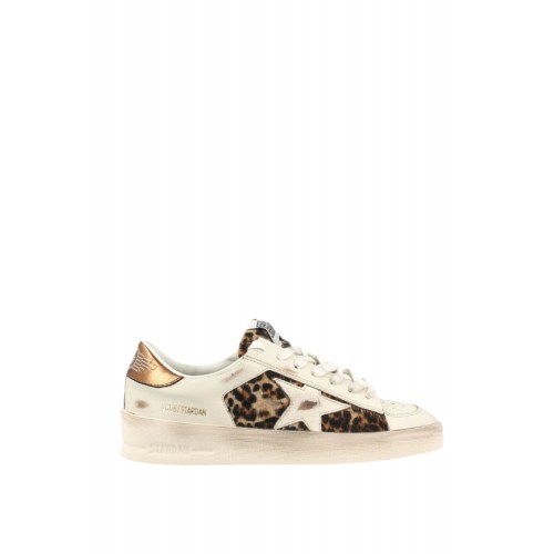 Sneakers GOLDEN GOOSE, Stardan sneakers in leather and leopard calf hair