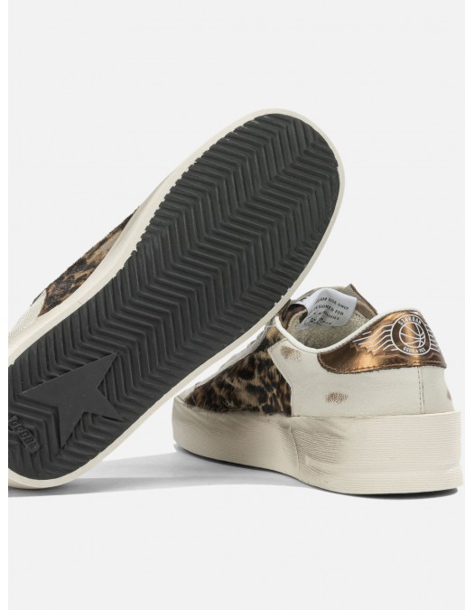 Sneakers GOLDEN GOOSE, Stardan sneakers in leather and leopard calf hair - GWF00333F00849181551