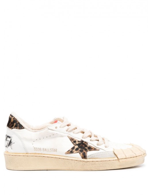 Sneakers Golden Goose, Animal Print Ball Star, Low Top, White - GWF00351F00400315407